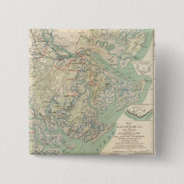 Savannah, Ga and vicinity 15 Cm Square Badge (Front)