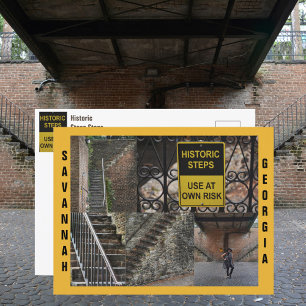 Savannah GA Historic Steps Photographic Postcard