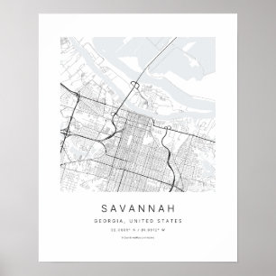 Savannah GA Minimalist City Map Art Print