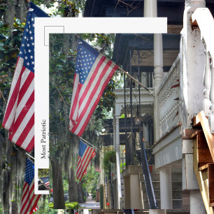 Savannah GA Patriotic Flags Jones St Photographic Postcard