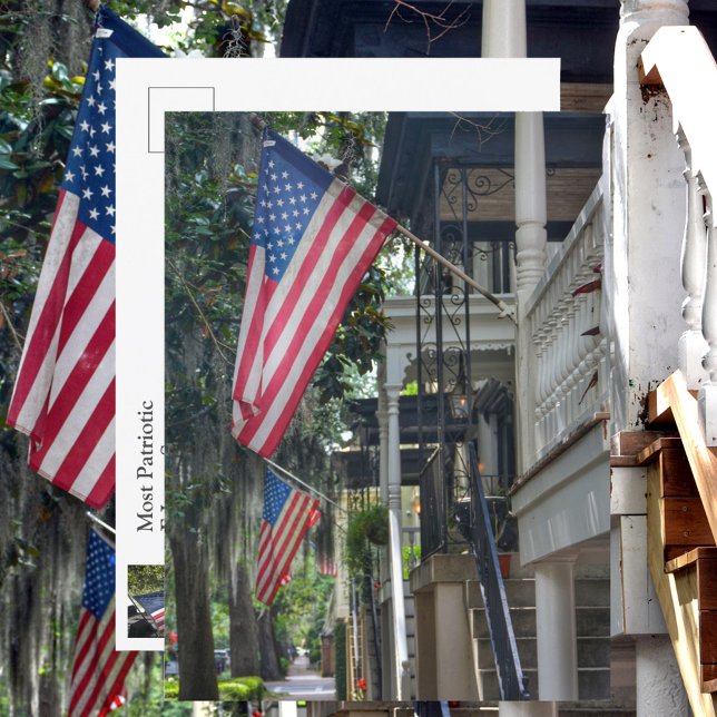 Savannah GA Patriotic Flags Jones St Photographic Postcard (Creator Uploaded)