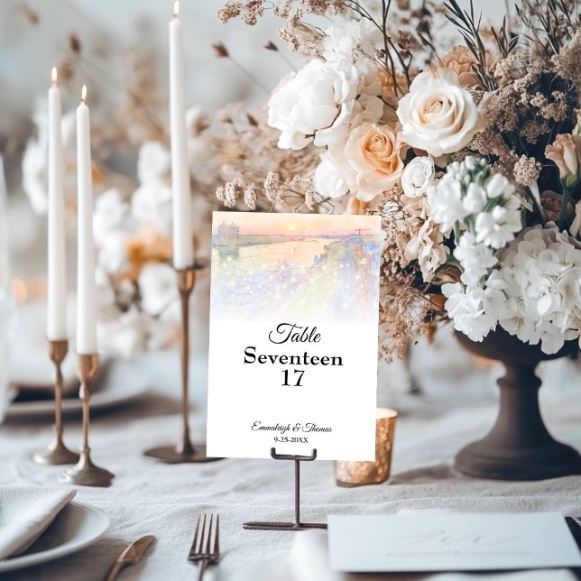 Savannah GA River Street Sunset Wedding Table Number (Creator Uploaded)
