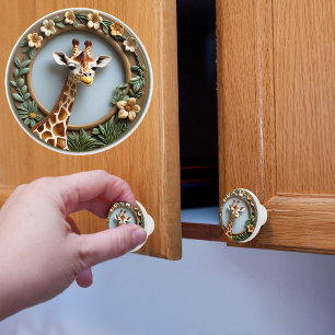 Savannah Gaze Giraffe Ceramic Knob
