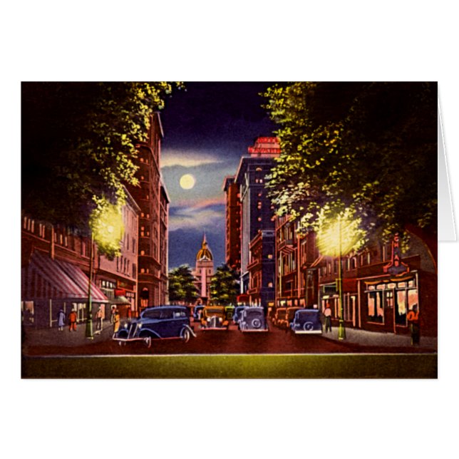 Savannah, Georgia Bull Street at night (Front Horizontal)