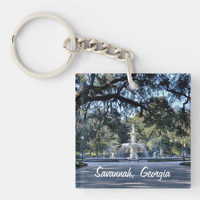 Savannah Georgia Fountain Double Sided Keychain (Front)