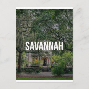 Savannah Georgia Historic Home and Live Oaks Postcard