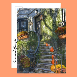 Savannah Georgia Historic Home Autumn Postcard
