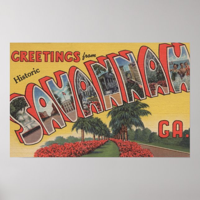 Savannah, Georgia (Historic) - Large Letter Poster (Front)