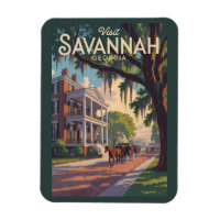 Savannah Georgia Horse Carriage Illustration Retro
