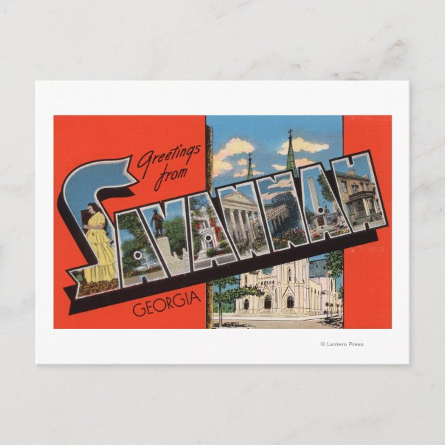 Savannah, Georgia - Large Letter Scenes 2 Postcard (Front)