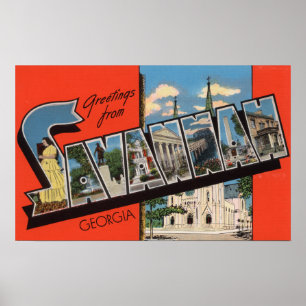 Savannah, Georgia - Large Letter Scenes 2 Poster