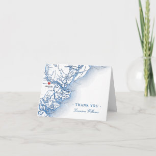 Savannah Georgia Map Navy Blue Personalised Thank You Card