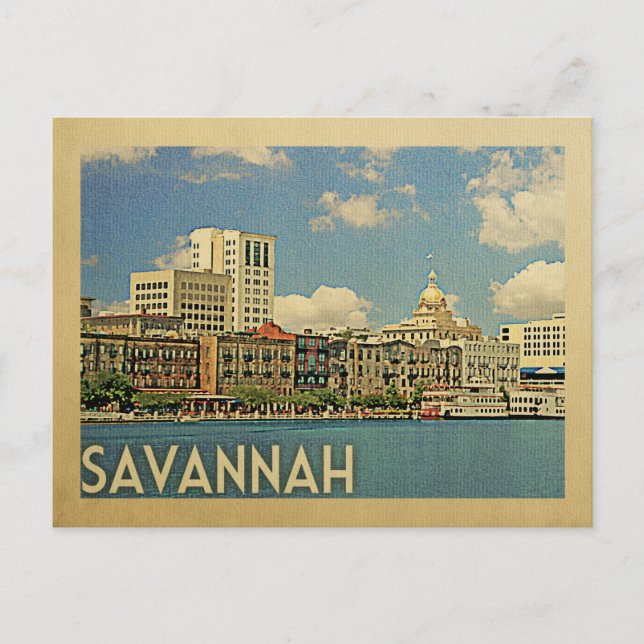 Savannah Georgia Postcard Vintage Travel (Front)
