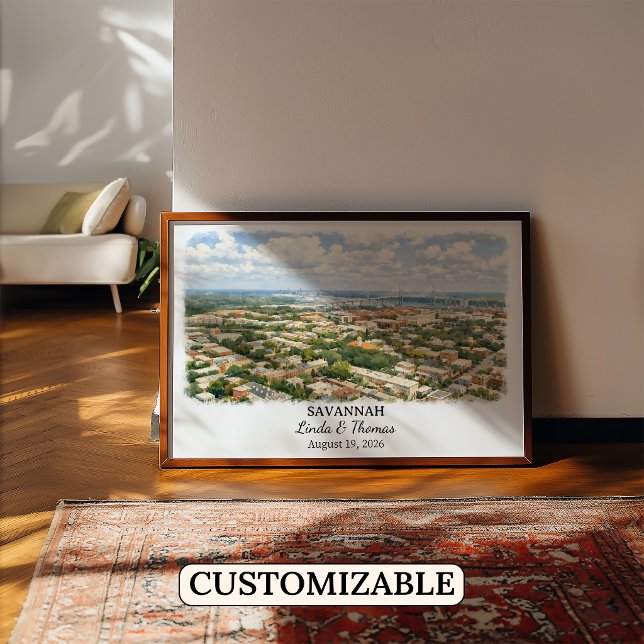 Savannah Georgia Poster, Watercolor, Custom Poster (Creator Uploaded)