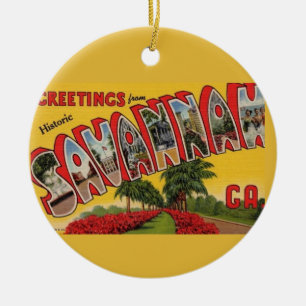 Savannah Georgia Retro Colourful  Ceramic Ornament