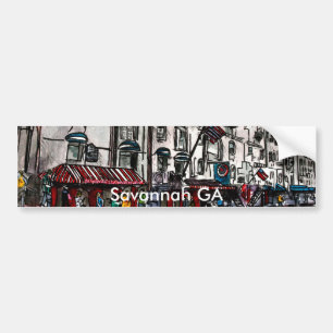 Savannah Georgia River Street art drawing Bumper Sticker