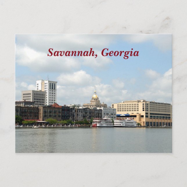 Savannah, Georgia riverfront Postcard (Front)