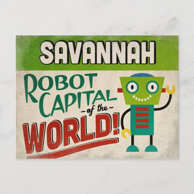Savannah Georgia Robot - Funny Vintage Postcard (Front)