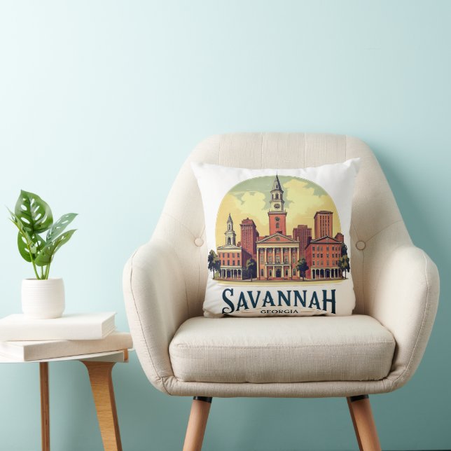 Savannah Georgia Skyline   Cushion (Chair)