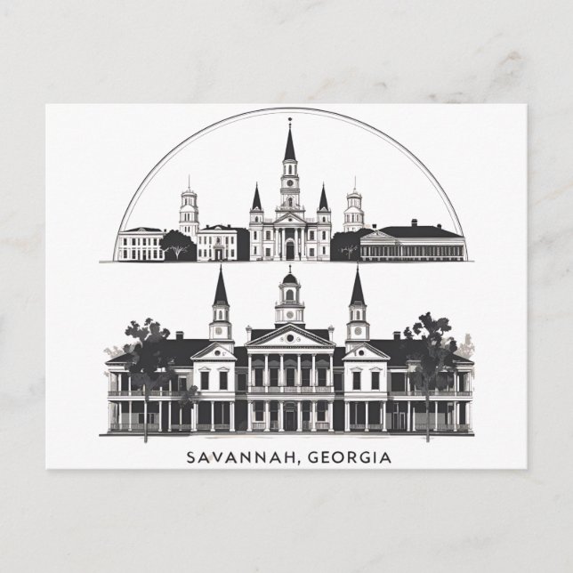 Savannah Georgia Skyline   Postcard (Front)