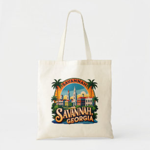Savannah Georgia Skyline   Tote Bag
