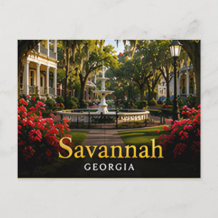 Savannah Georgia Spanish Moss & Historic Squares  Postcard