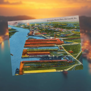 Savannah Georgia State Port Historic Postcard