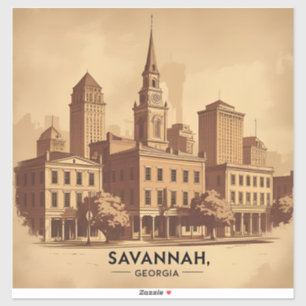 Savannah Georgia vintage Skyline  
