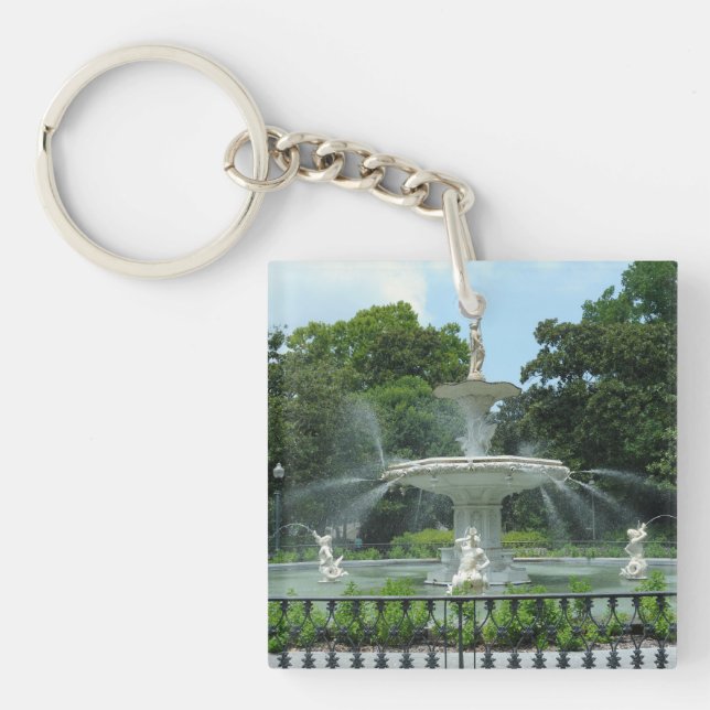 Savannah Georgia's Forsyth Park Fountain Key Ring (Front)