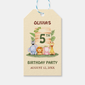 Savannah giraffe lion hippo zebra elephant  gift tags