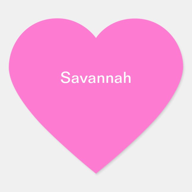 Savannah Kids Name Sticker Personalised Pink White (Front)