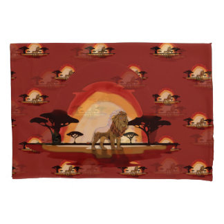 Savannah lion sunset pillowcase