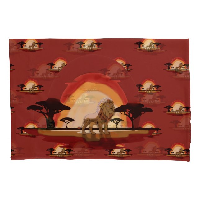 Savannah lion sunset pillowcase (Front)