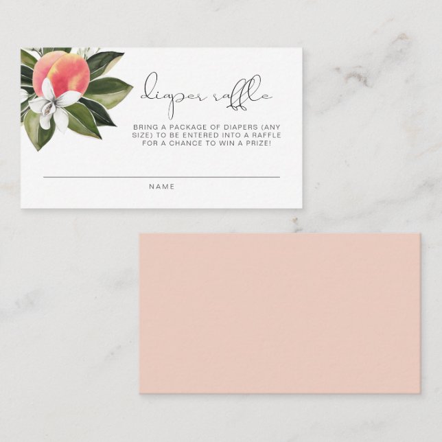 SAVANNAH Little Peach Baby Shower Diaper Raffle Place Card (Front/Back)