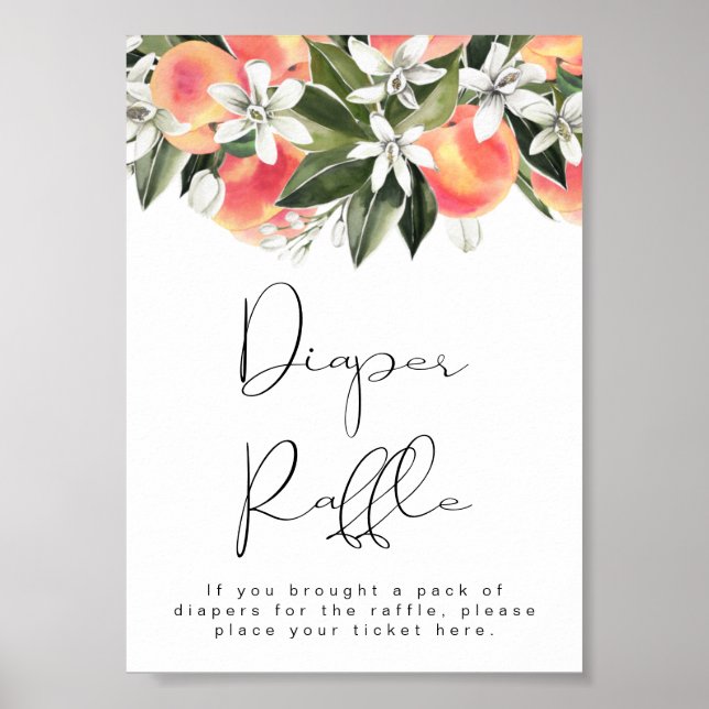 SAVANNAH Little Peach Baby Shower Diaper Raffle Poster (Front)