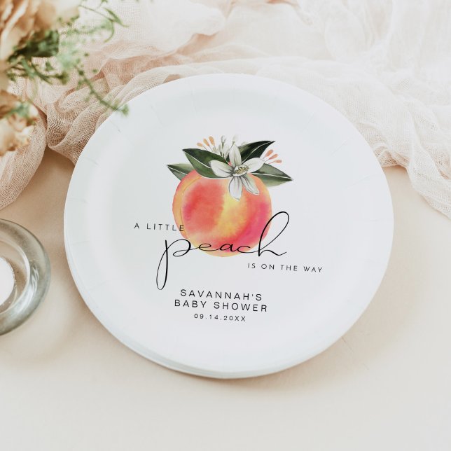 SAVANNAH Little Peach Baby Shower Paper Plate (Creator Uploaded)