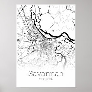 Savannah Map - Georgia - City Map Poster