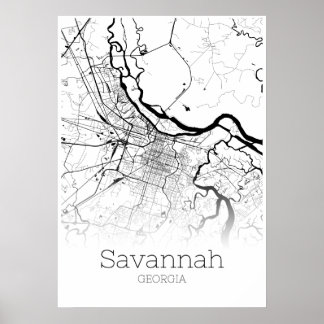 Savannah Map - Georgia - City Map Poster