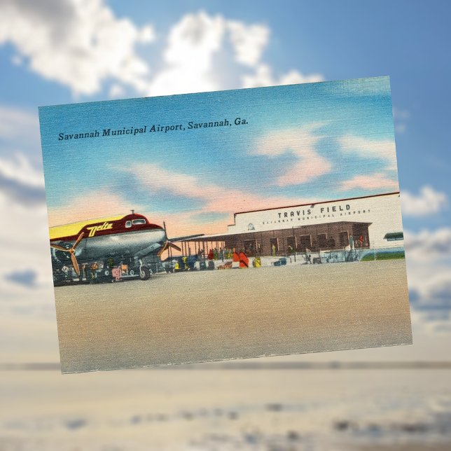 Savannah Municipal Airport Travis Field Historic Postcard (Creator Uploaded)