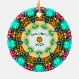 SAVANNAH~ Personalised Fractal Christmas Designs ~ Ceramic Ornament