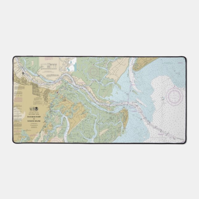 Savannah River and Wassaw Sound Nautical Chart Desk Mat (Front)