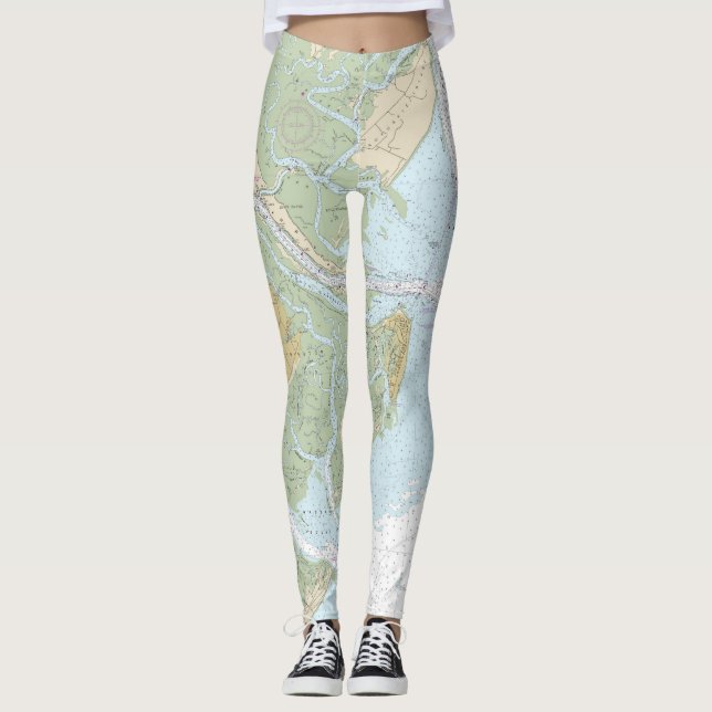 Savannah River and Wassaw Sound - Nautical Chart Leggings (Front)