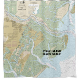 Savannah River and Wassaw Sound - Nautical Chart Shower Curtain