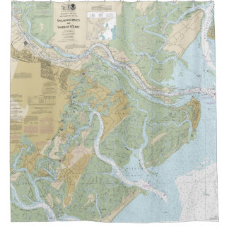 Savannah River and Wassaw Sound - Nautical Chart Shower Curtain