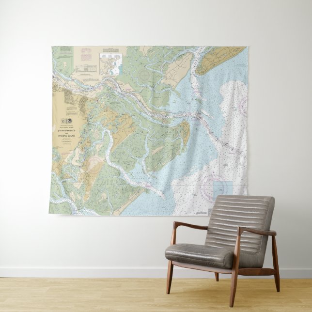 Savannah River and Wassaw Sound Nautical Chart Tapestry (In Situ (Horizontal))