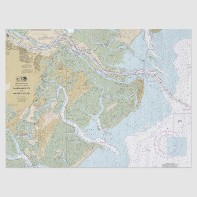 Savannah River and Wassaw Sound Nautical Chart Tissue Paper (Front)