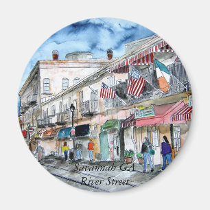 savannah_river_street_painting, Savannah GA Riv... Magnet