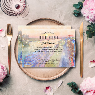 Savannah River Sunset Watercolor Bridal Shower Invitation