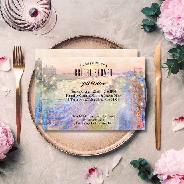 Savannah River Sunset Watercolor Bridal Shower Invitation (Creator Uploaded)