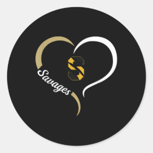 Savannah Savages Logo Half Heart Slogan Hs  Classic Round Sticker